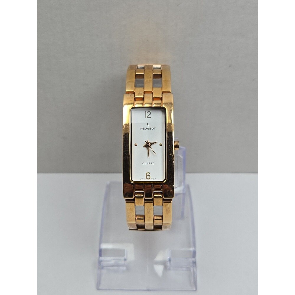 Womens Peugeot PQ8540 Rose Gold Tone Rectangle Bracelet Quartz Watch New Battery